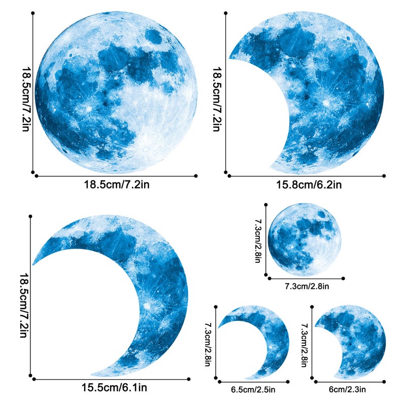 Sinekong 10Pcs Glow in The Dark Moon Wall Decals Large Luminous Space Planet Moon Phases Wall Sticker Glow in The Dark Stickers for Ceiling Removable Vinyl Boho Wall Decor for Kids Boys Girls Bedroom Nursery - Image 4